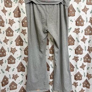grey bow embroidered fold over leggings